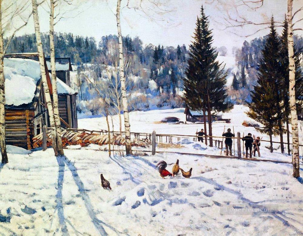 冬の終わりの正午 リガチェヴォ 1929年 コンスタンチン・ユオン油絵